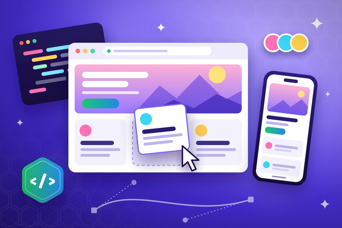 Website development: a custom website being designed and built, with a matching mobile version